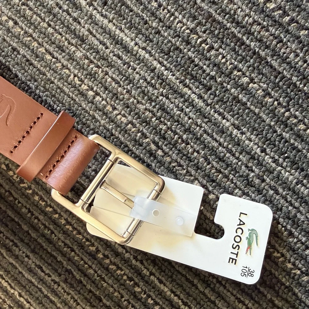 Lacoste Brown Leather Belt with Logo